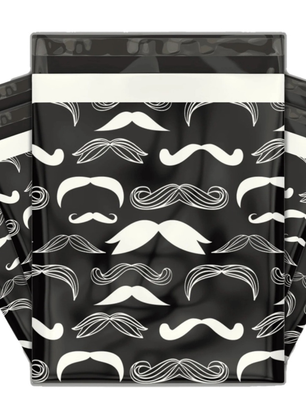 20 Black & White Mustache Polymailers 10x13 | Shipping Bags | Boutique Packaging